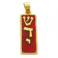 Gold Filled Red Enamel Mezuzah Pendant